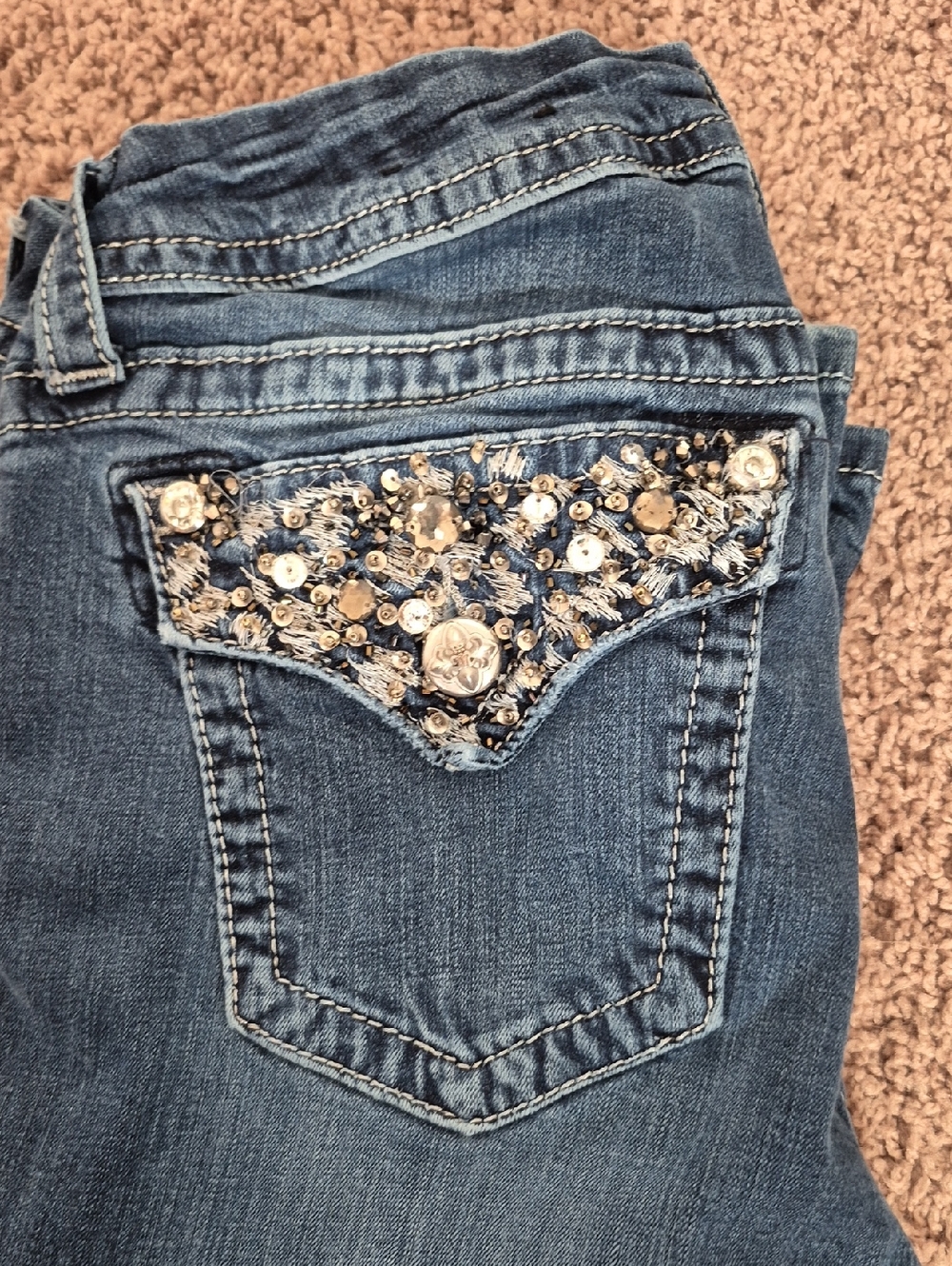Miss Me Embellished Dark Blue Bootcut Jeans